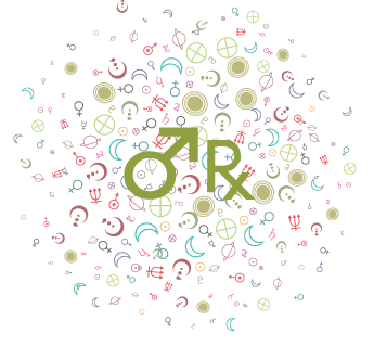 Mars glyph with Retrograde Rx glyph