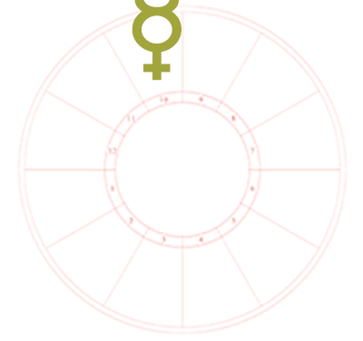 The Mercury symbol is the only element on a blank natal chart background. It sits in the tenth house of the chart.