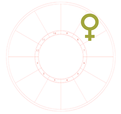 An oversized Venus symbol overlaying the eighth house of an otherwise blank astrological chart