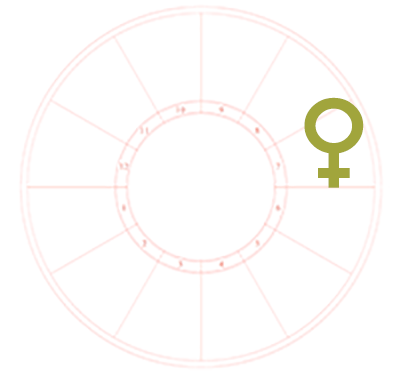 An oversized Venus symbol overlaying the seventh house of an otherwise blank astrological chart