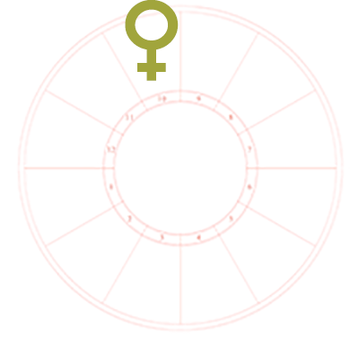 An oversized Venus symbol overlaying the tenth house of an otherwise blank astrological chart